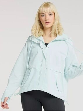 Women's Light Blue Hooded Utility Jacket - Lightweight Layer